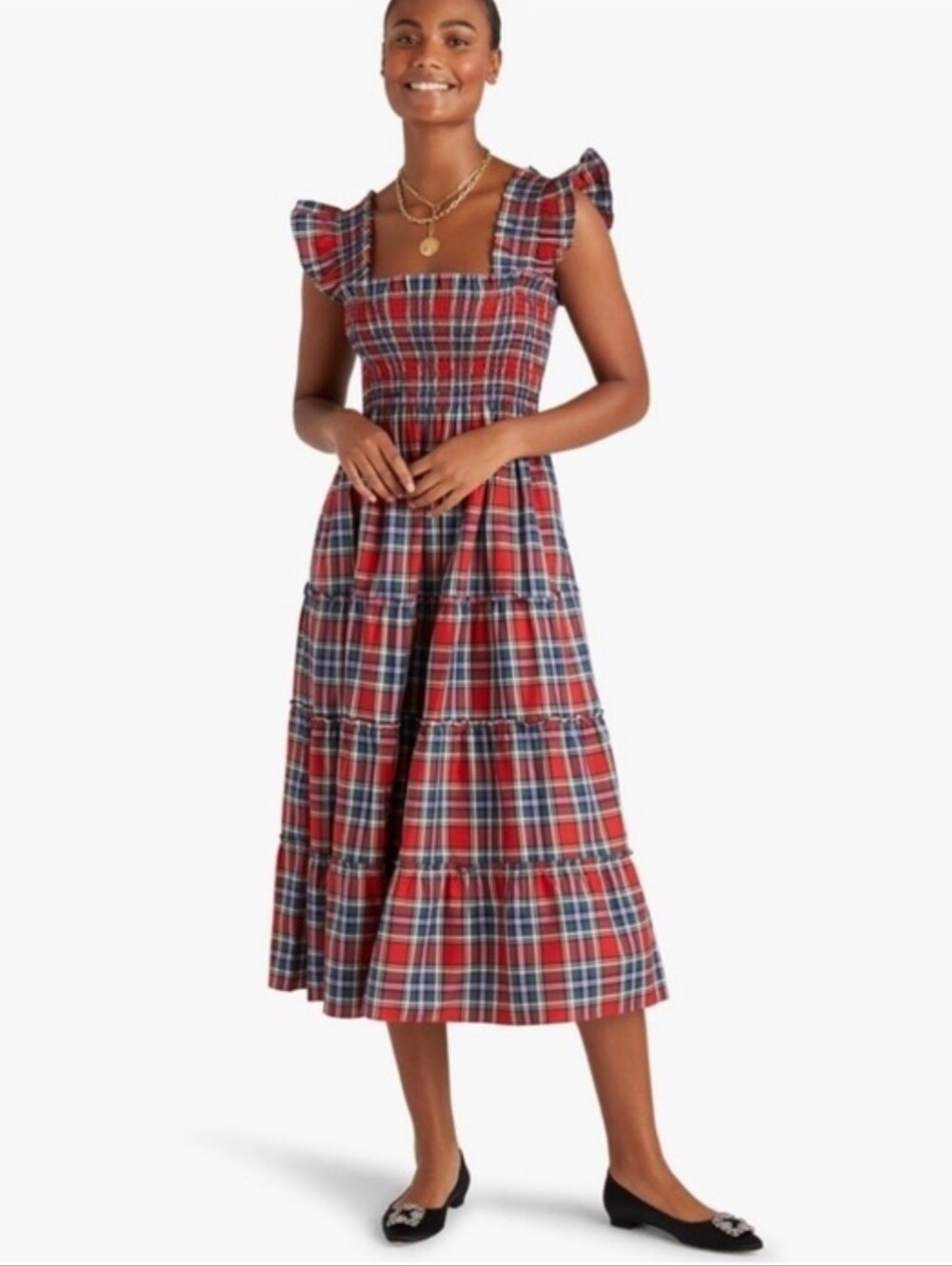 Hill House Home Ellie Nap dress size L tartan plaid - Picture 1 of 11
